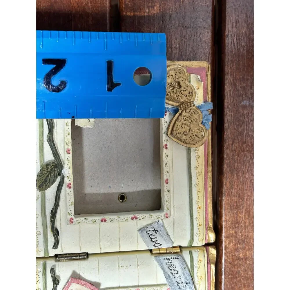 Vintage Sculpted Resin Book Style Double Photo Frame Heart Cottage Shabby Chic